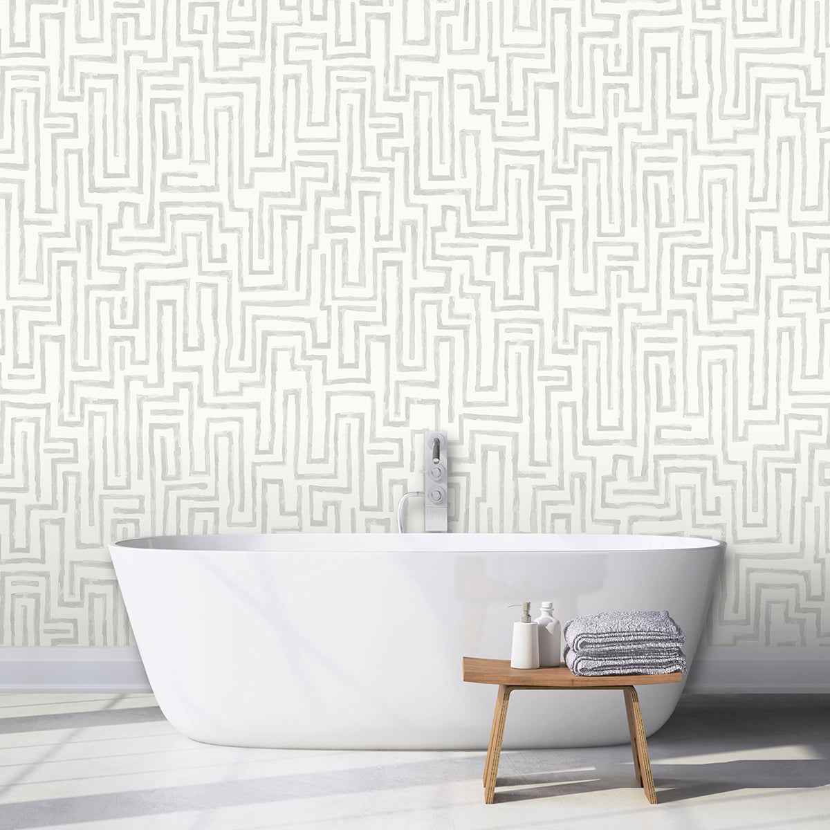 Maze Dove Grey Wall Mural - York Wallcoverings - ASTM3912 - York Wallcoverings Wallpaper