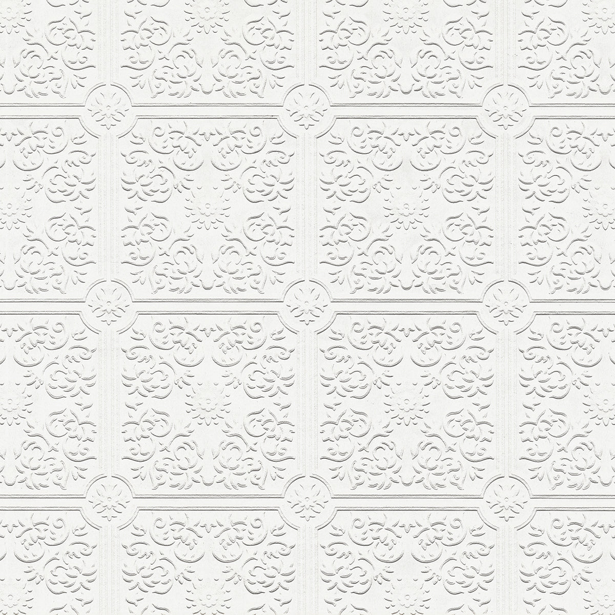 Picture of Nico White Tin Ceiling Square Paintable Wallpaper