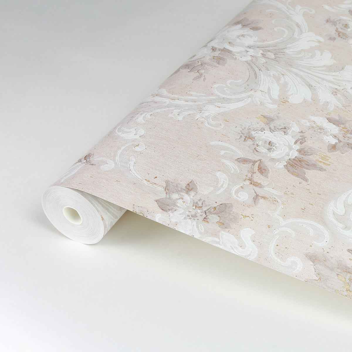 This Old Hudson Blush Rose Damask Wallpaper - York Wallcoverings - AST4063