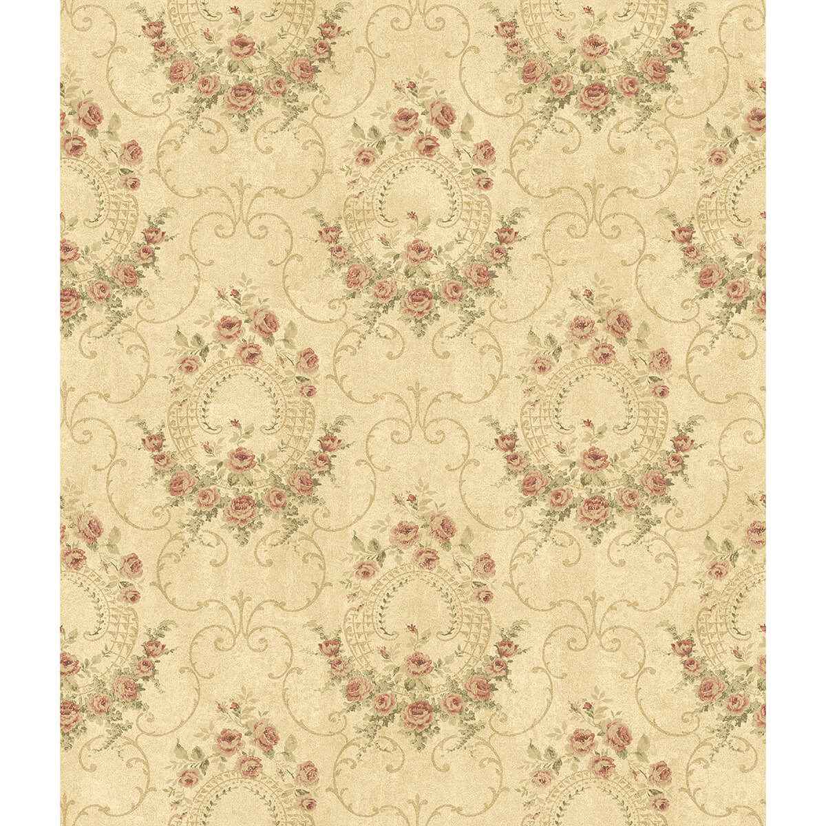 Georgiana Red Tearose Wallpaper - York Wallcoverings - 3123-02124 - York Wallcoverings Wallpaper