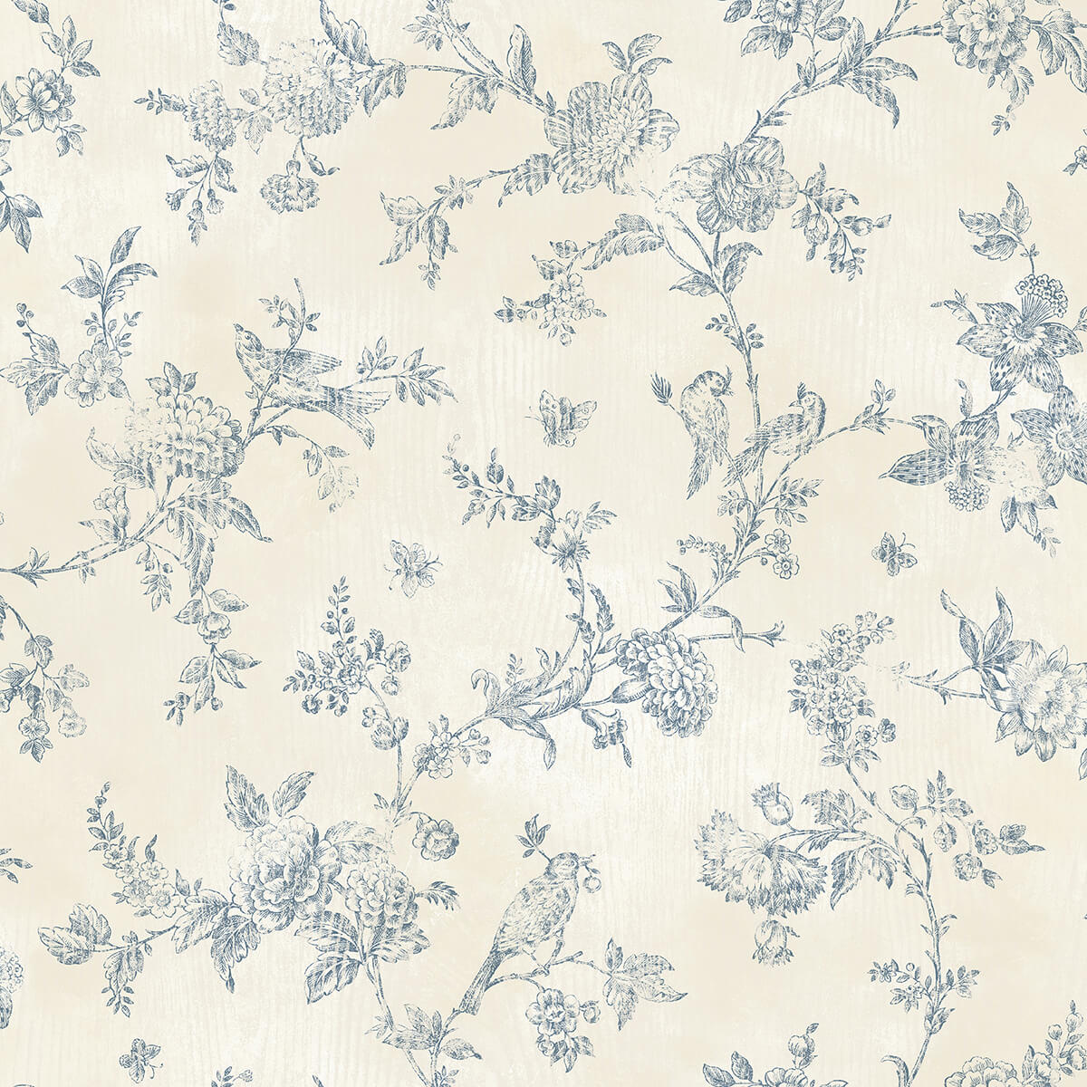 french-nightingale-blue-trail-wallpaper-york-wallcoverings-3123-02192 - York Wallcoverings Papel pintado