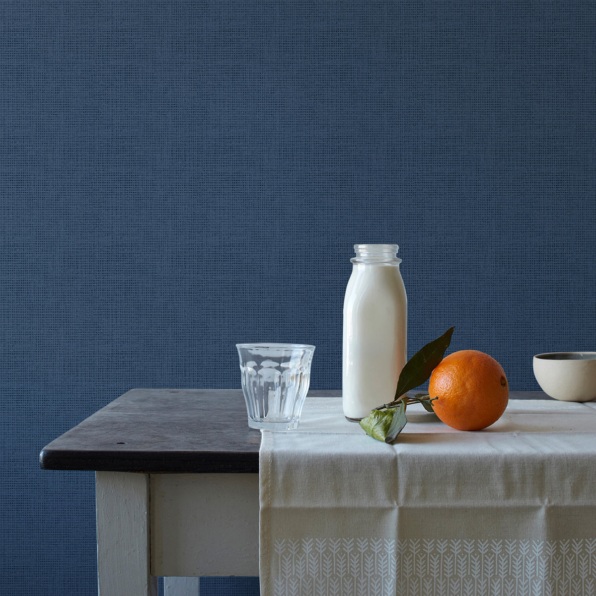 Nimmie Navy Basketweave Wallpaper - Brewster Wallcovering