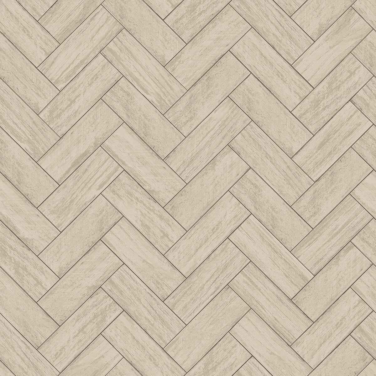 Kaliko Taupe Wood Herringbone Wallpaper - York Wallcoverings - 3123-10105