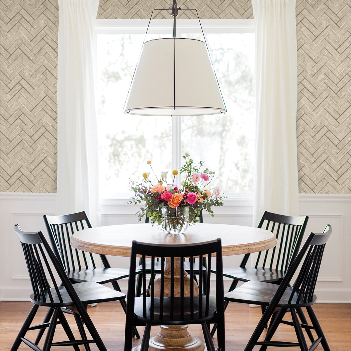 Kaliko Taupe Wood Herringbone Wallpaper  | Brewster Wallcovering - The WorkRm