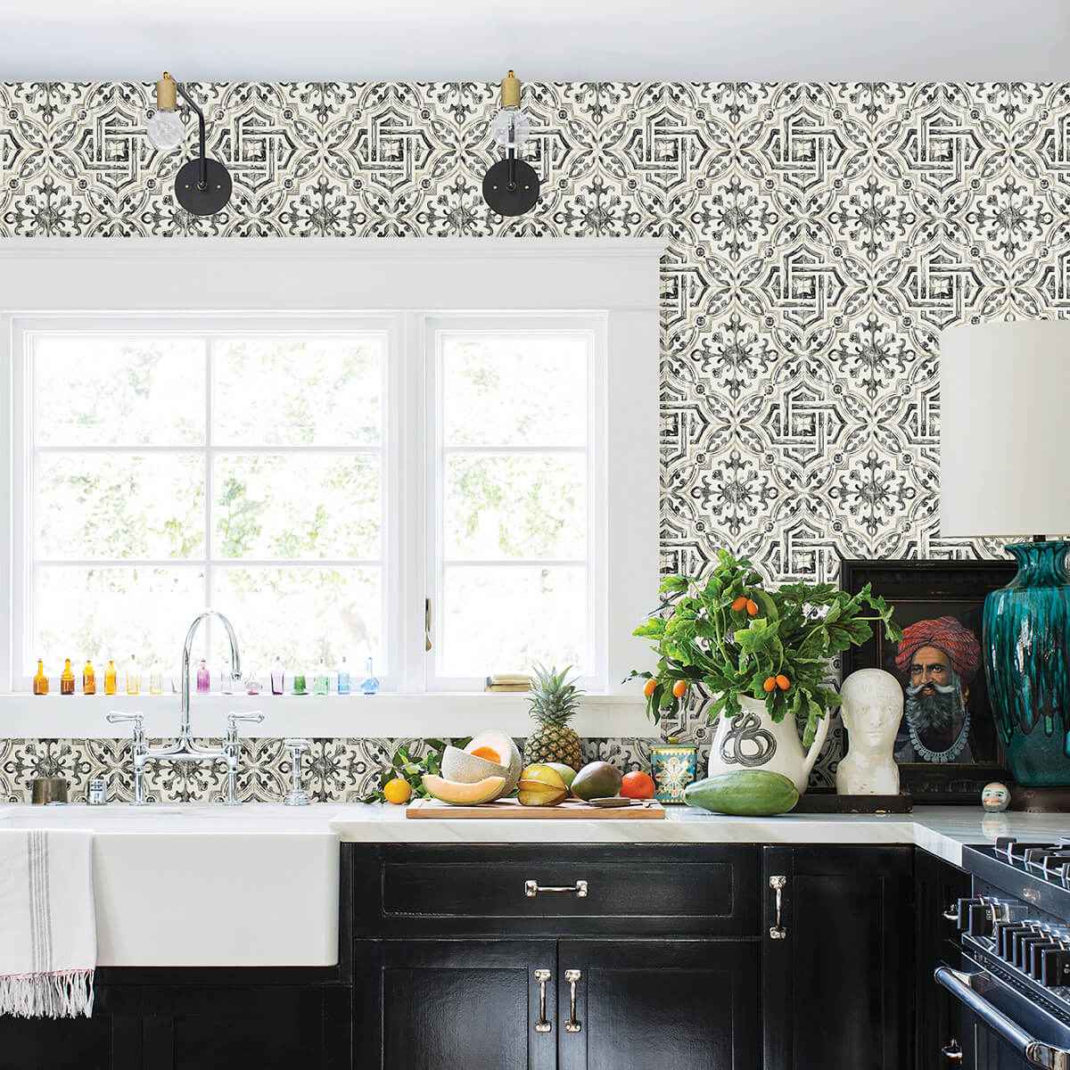 Sonoma Black Spanish Tile Wallpaper - York Wallcoverings - 3123-12331 - York Wallcoverings Wallpaper