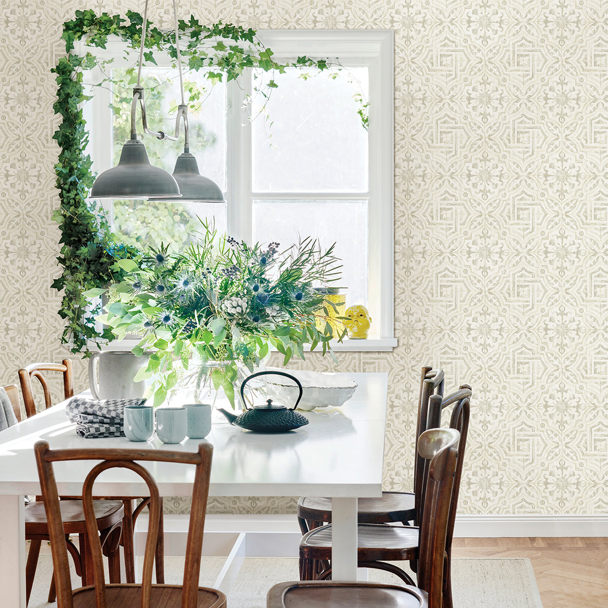 Sonoma Cream Spanish Tile Wallpaper  | Brewster Wallcovering