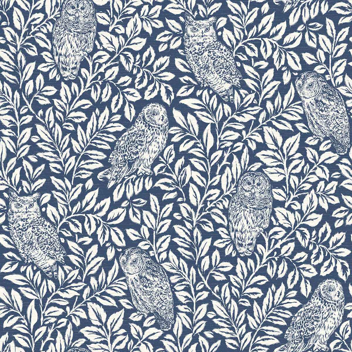 Parliament Navy Owl Wallpaper - York Wallcoverings - 3123-12412 - York Wallcoverings Wallpaper