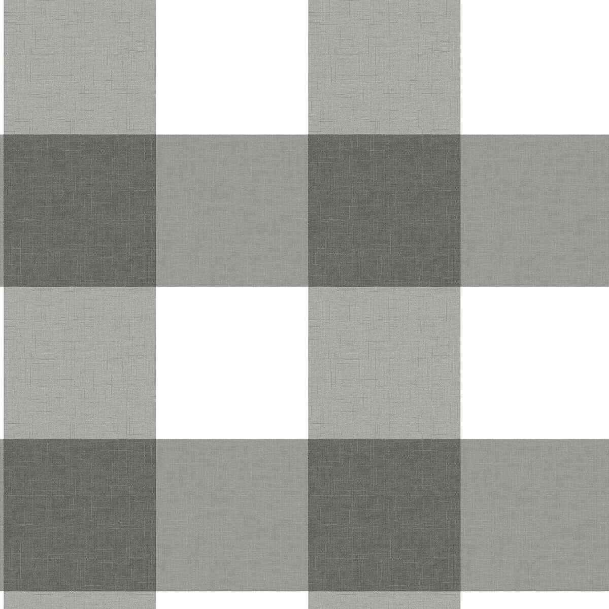 Amos Charcoal Gingham Wallpaper - York Wallcoverings - 3123-12532