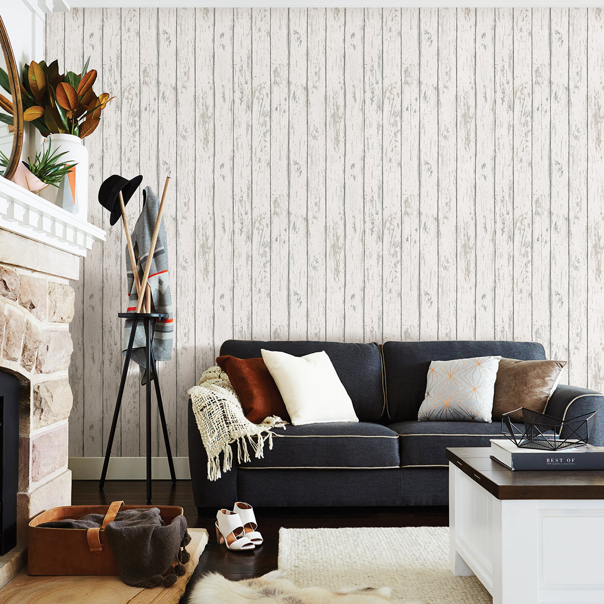 Harley Off-White Weathered Wood Wallpaper  | Brewster Wallcovering - The WorkRm