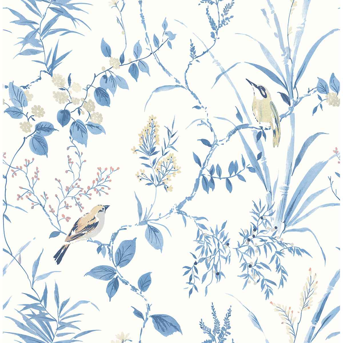Imperial Garden Blue Botanical Wallpaper - York Wallcoverings - 3123-24170 - York Wallcoverings Wallpaper