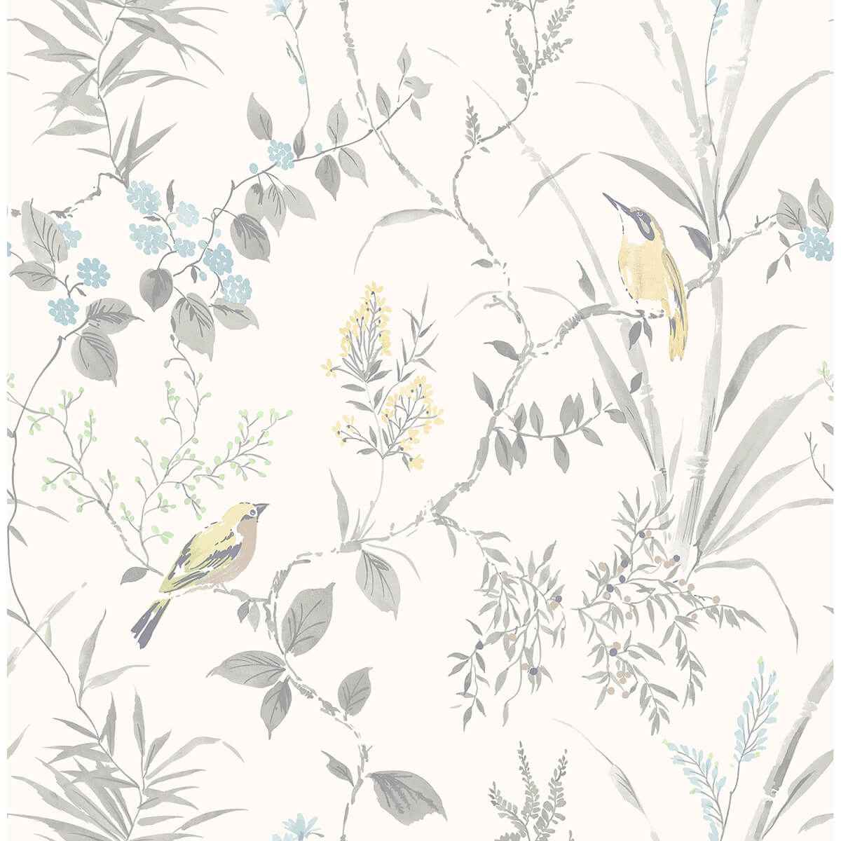Imperial Garden Grey Botanical Wallpaper - York Wallcoverings - 3123-24172 - York Wallcoverings Wallpaper
