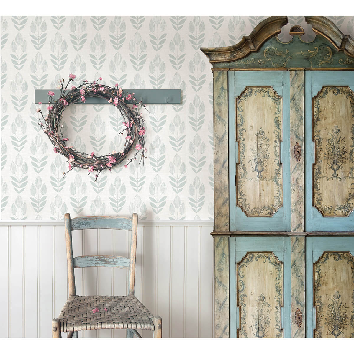 garland-teal-block-tulip-wallpaper-york-wallcoverings-3123-24472 - York Wallcoverings Papel pintado