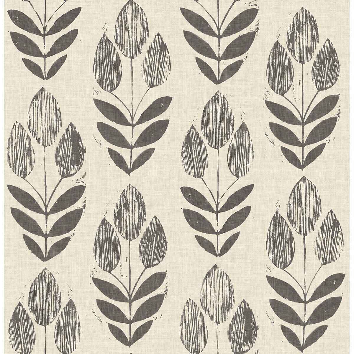 Garland Black Block Tulip Wallpaper - York Wallcoverings - 3123-24474 - York Wallcoverings Wallpaper