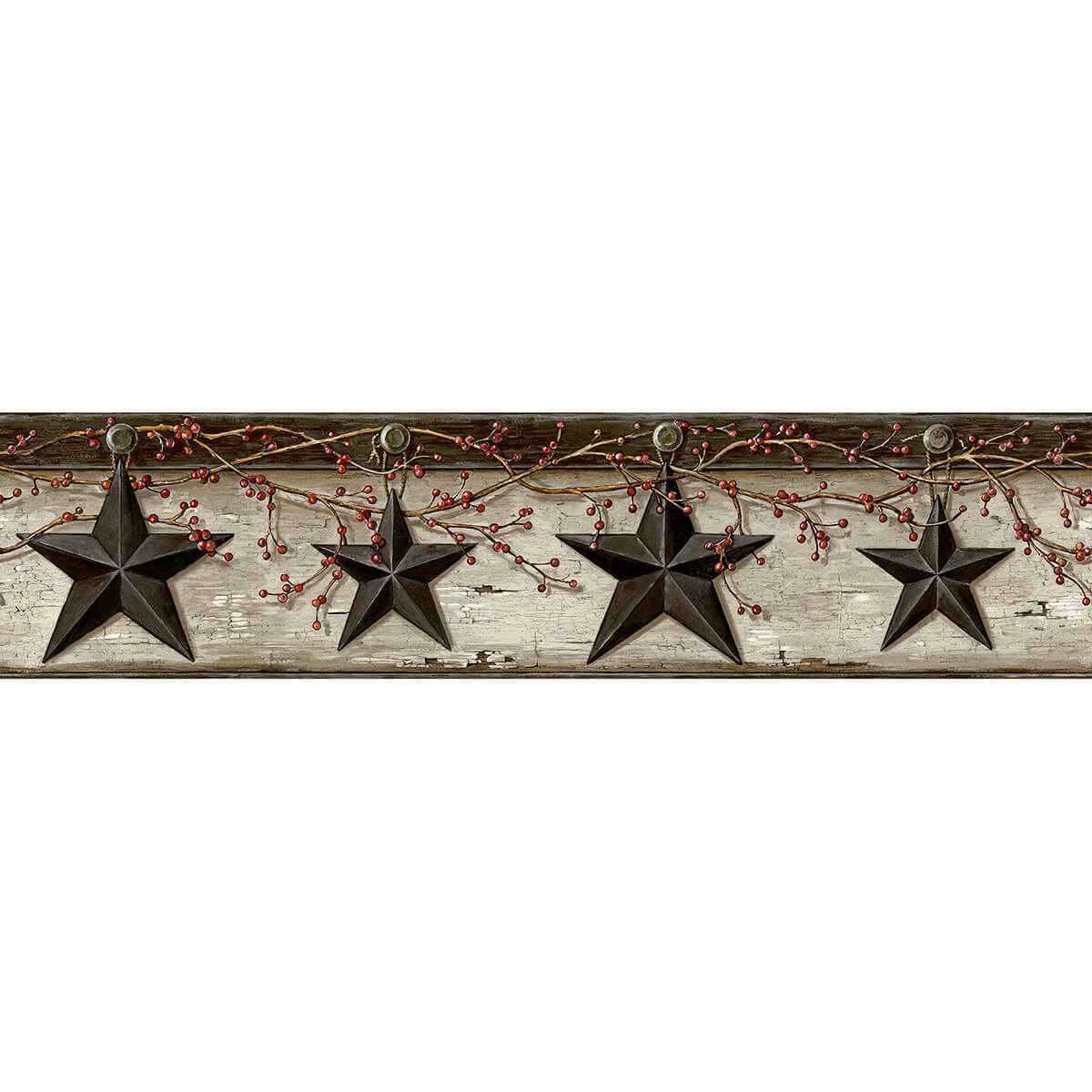 Ennis Black Rustic Barn Star Wallpaper - York Wallcoverings - 3123-44601