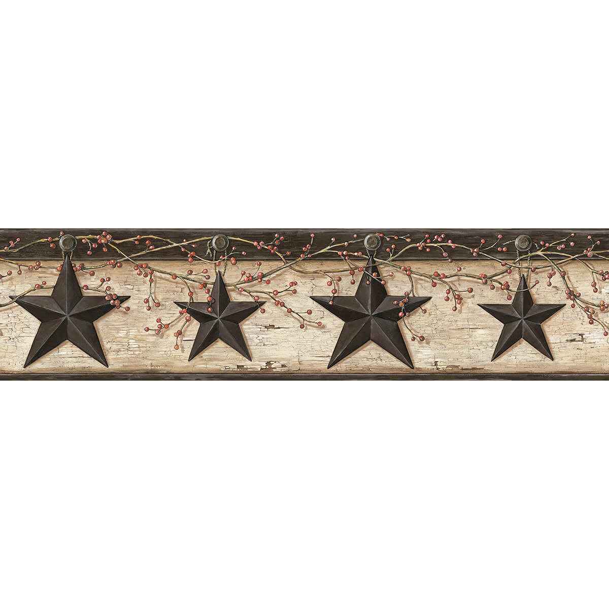 Ennis Charcoal Rustic Barn Star Wallpaper - York Wallcoverings - 3123-44602
