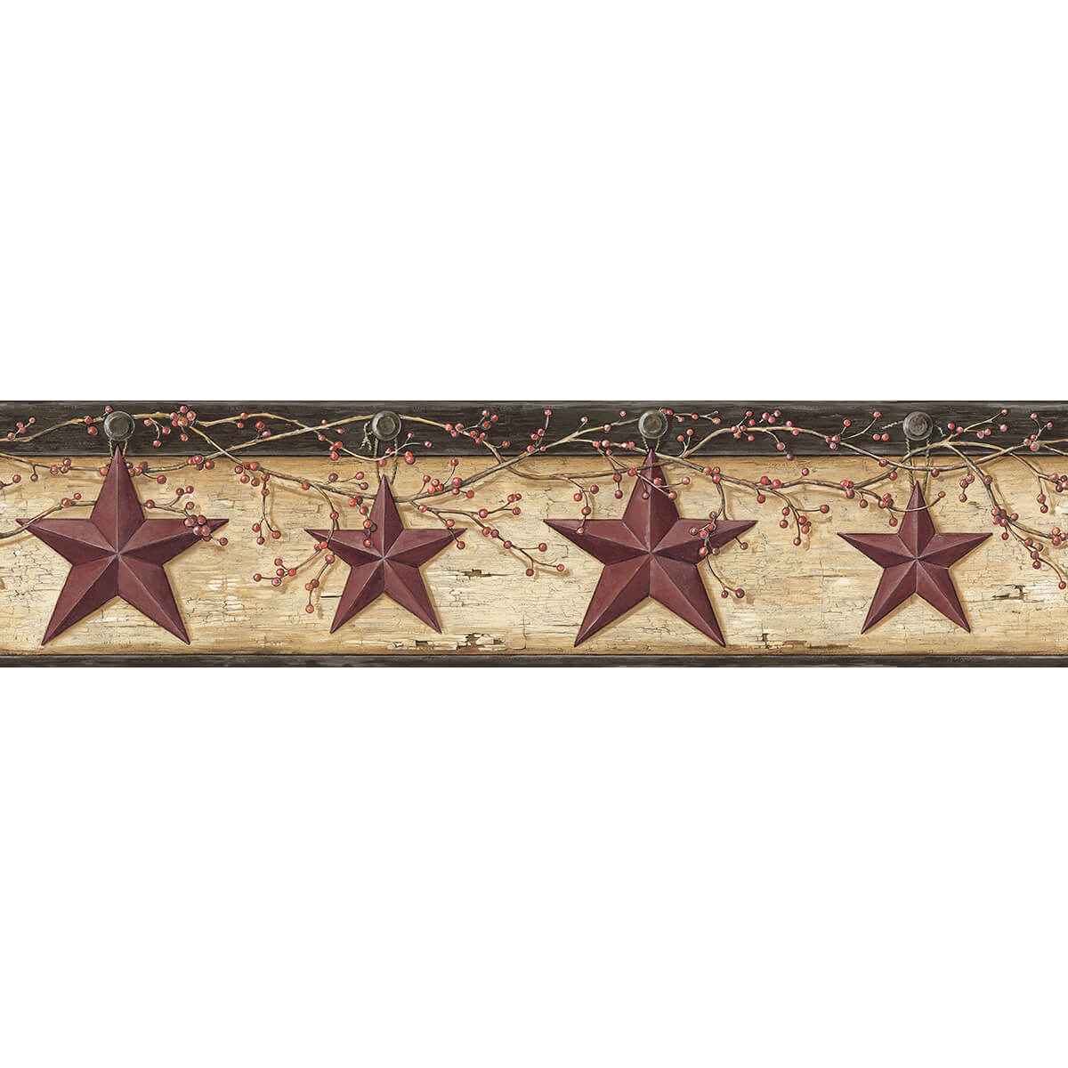 Ennis Maroon Rustic Barn Star Wallpaper - York Wallcoverings - 3123-44603