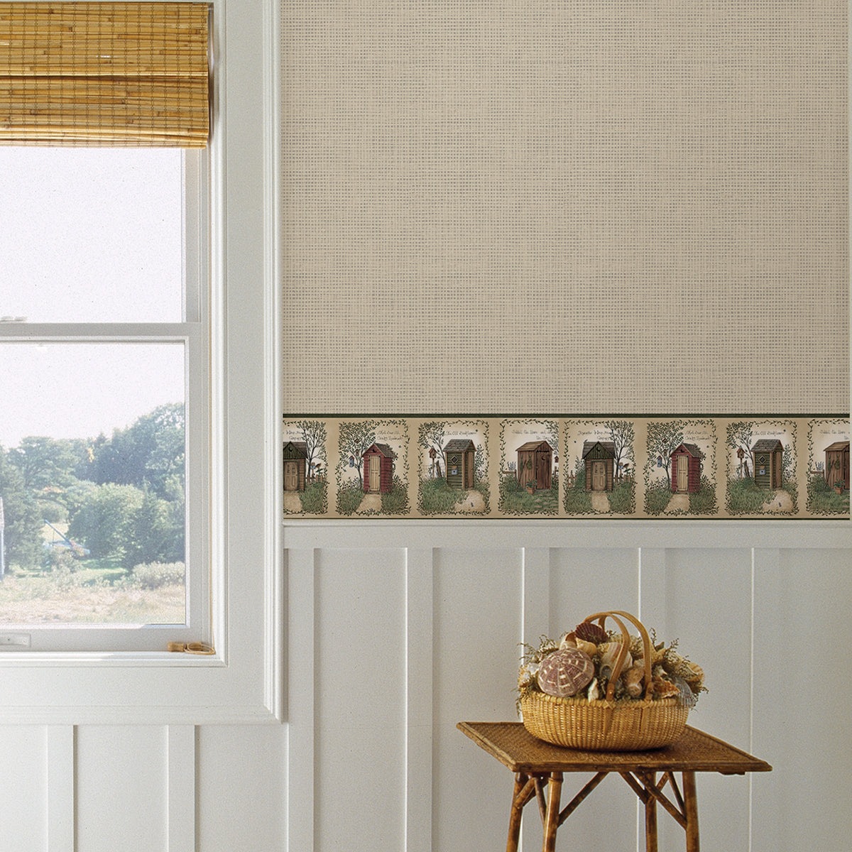 Fisher Sage Outhouses Border  | Brewster Wallcovering - The WorkRm