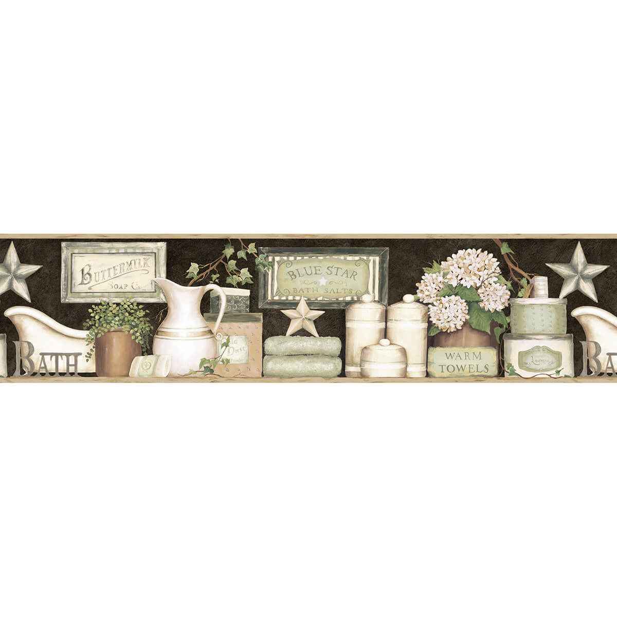 Martha Black Country Bath Wallpaper - York Wallcoverings - 3123-63102