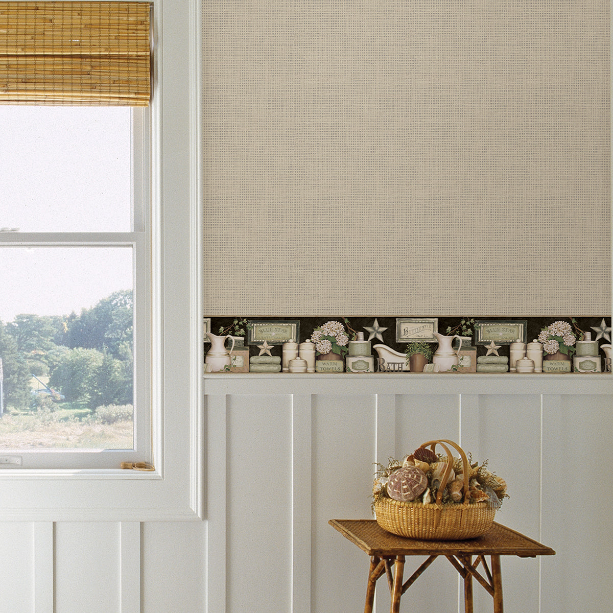 Martha Black Country Bath Border  | Brewster Wallcovering - The WorkRm