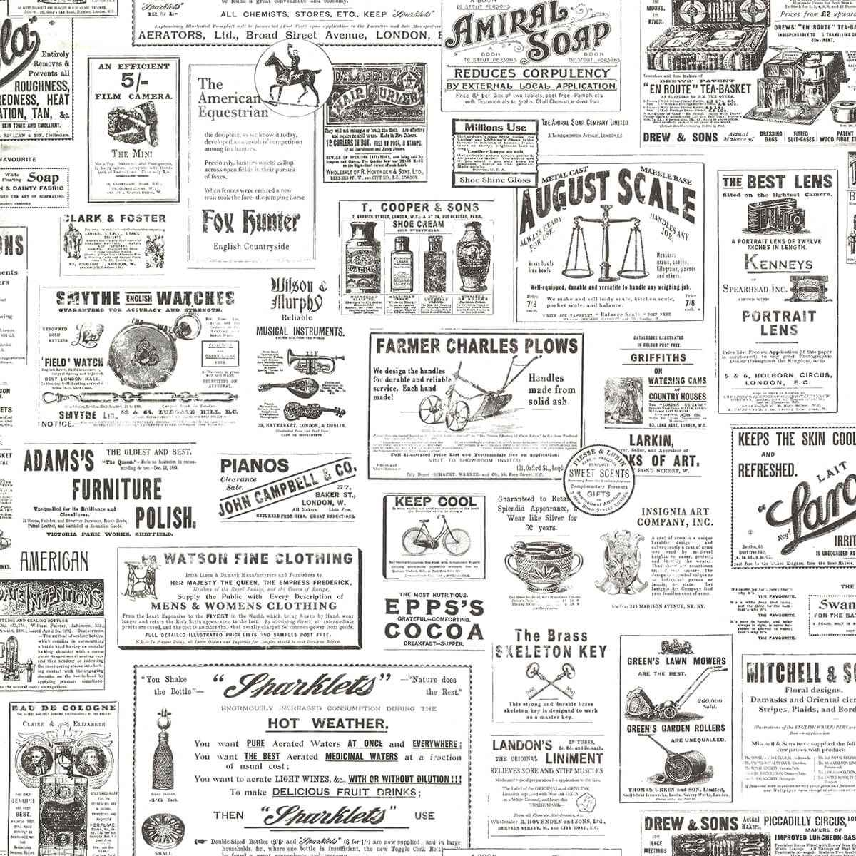 Adamstown Ivory Newspaper Classifieds Wallpaper - York Wallcoverings - 3123-64272