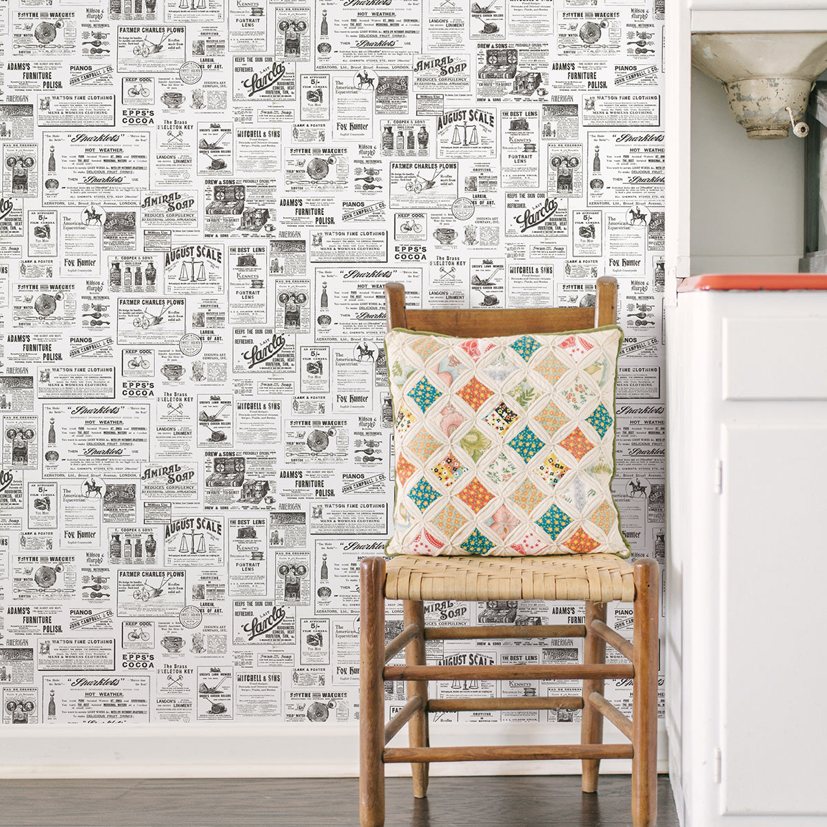 Adamstown Ivory Newspaper Classifieds Wallpaper  | Brewster Wallcovering - The WorkRm