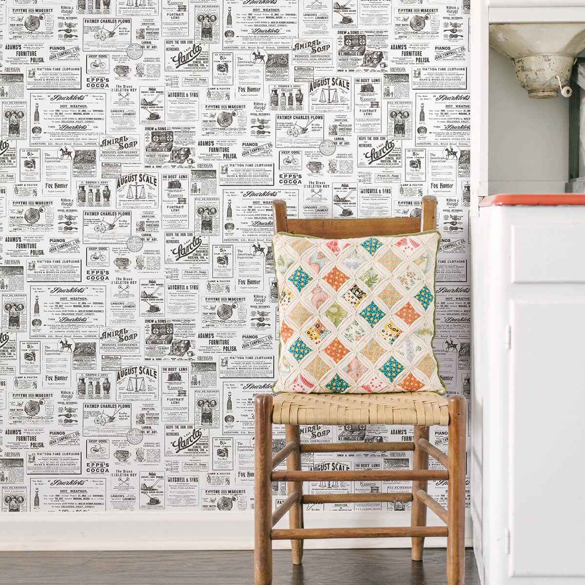 Adamstown Ivory Newspaper Classifieds Wallpaper - York Wallcoverings - 3123-64272 - York Wallcoverings Wallpaper