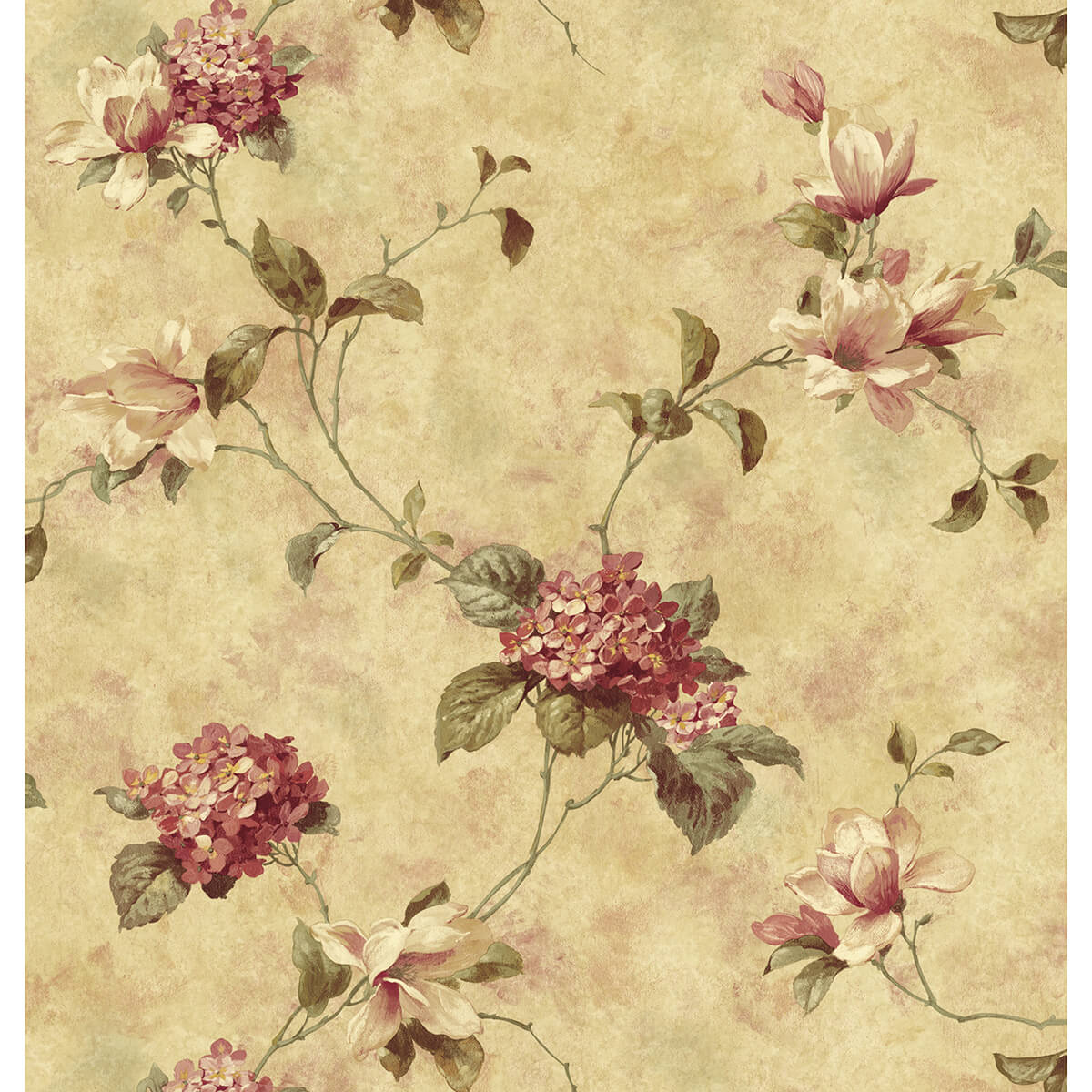 magnolia-yellow-hydrangea-trail-wallpaper-york-wallcoverings-3123-76304 - York Wallcoverings Papel pintado