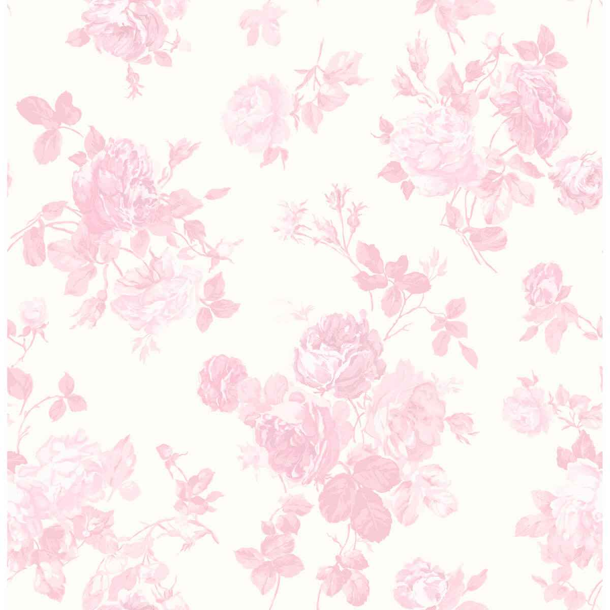 Everblooming Rosettes Pink Jam Cabbage Rose Bouquets Wallpaper - York Wallcoverings - AST4101
