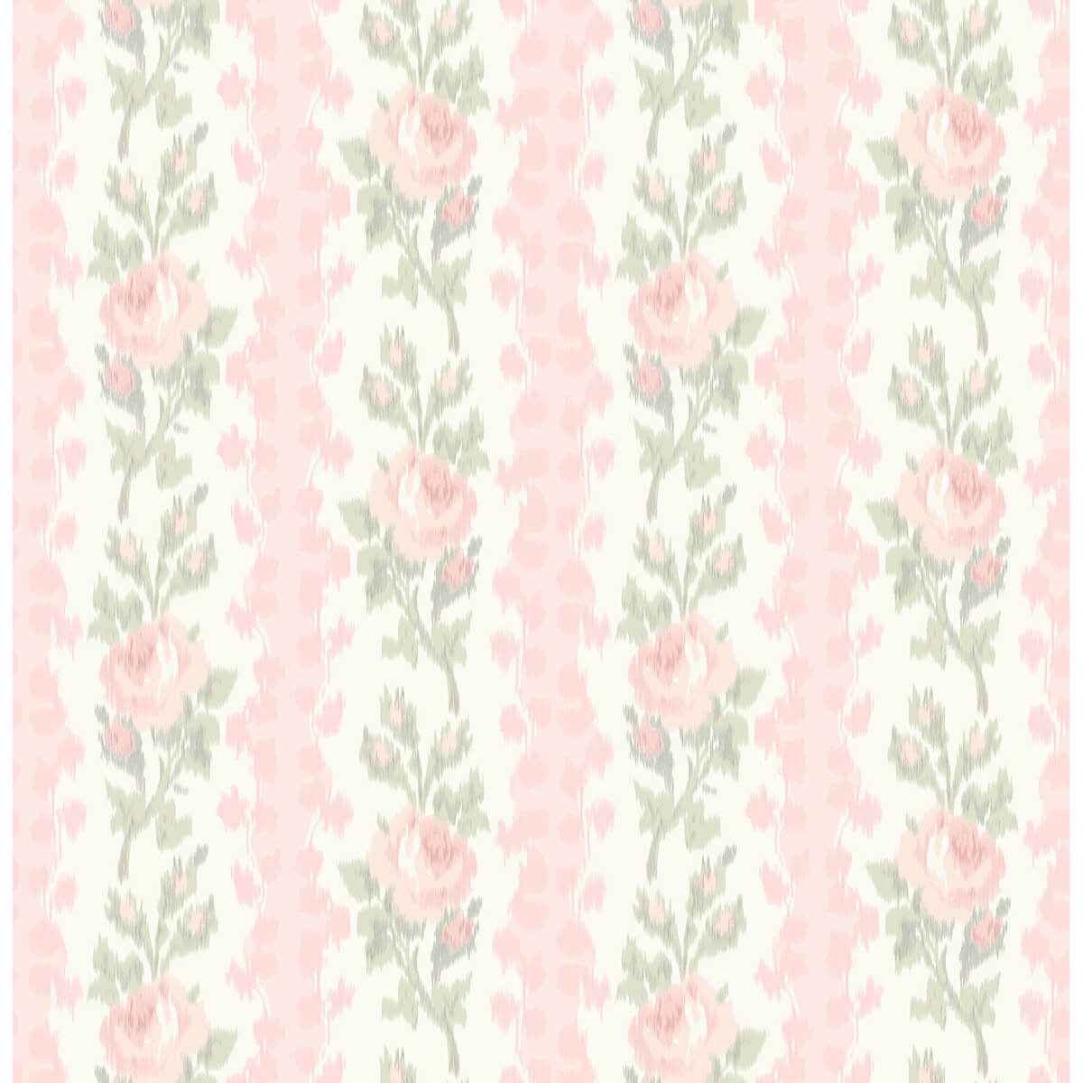 Blooming Heirloom Marie Pink Rose Stripe Wallpaper - York Wallcoverings - AST4105 - York Wallcoverings Wallpaper