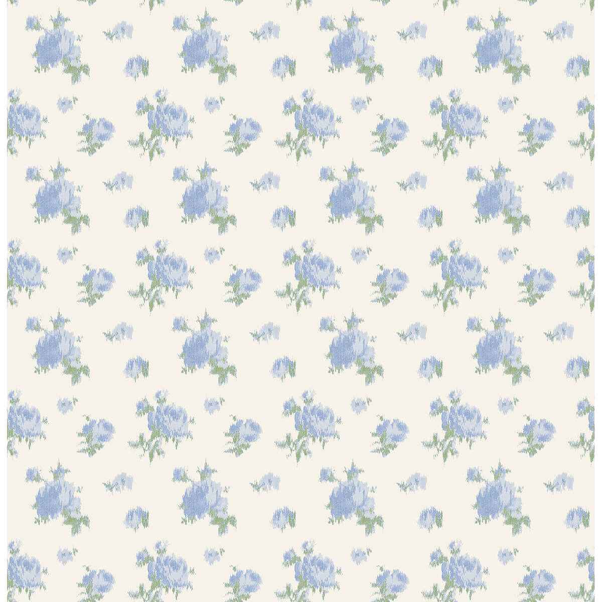 Ikat Rose Blue Small Print Wallpaper - York Wallcoverings - AST4107 - York Wallcoverings Wallpaper