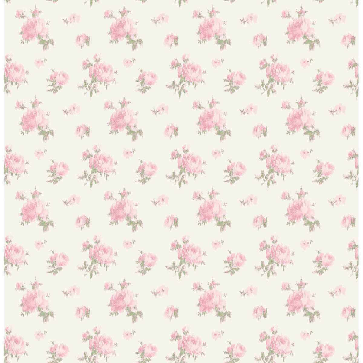 Ikat Rose Tinted Petals Small Print Wallpaper - York Wallcoverings - AST4108