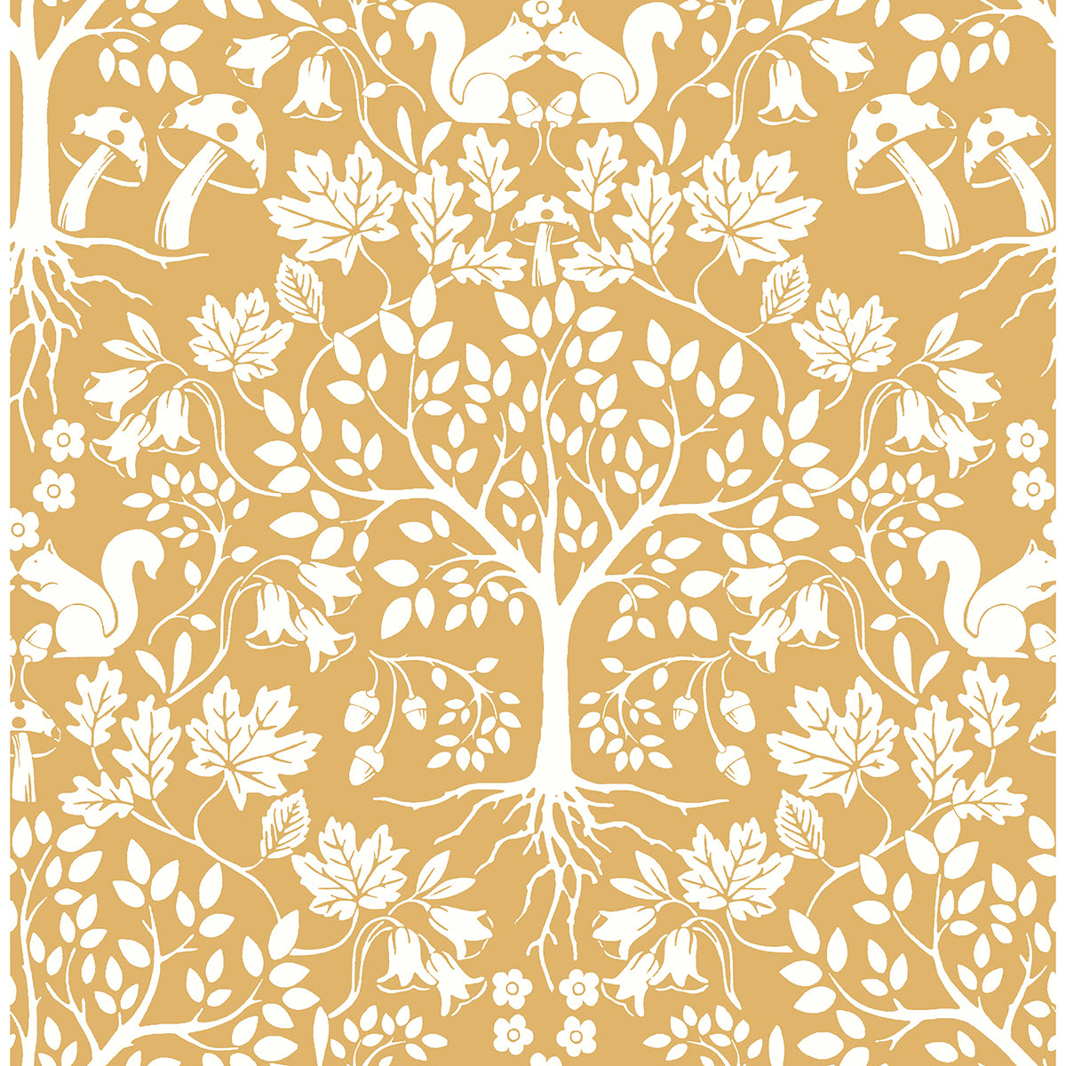 Leo Yellow Tree Wallpaper - Brewster Wallcovering