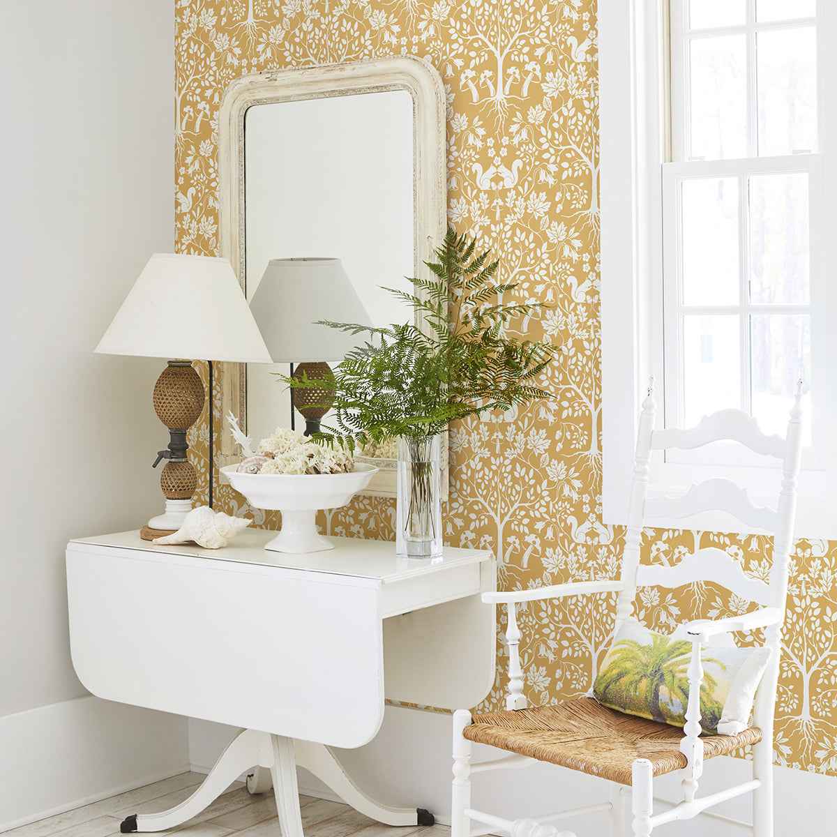 Leo Yellow Tree Wallpaper - York Wallcoverings - AST3776