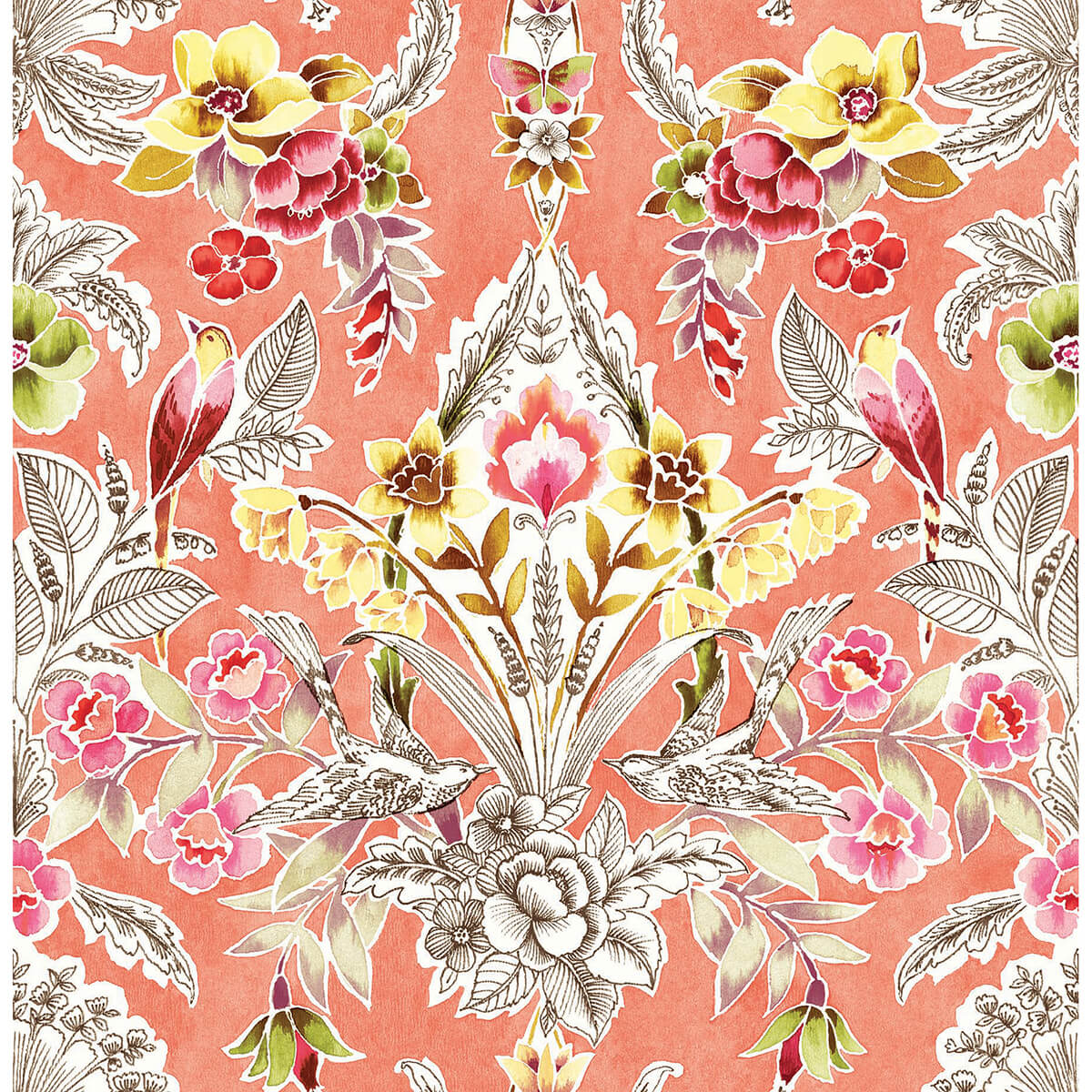 Peach Summer Love Peel and Stick Wallpaper - York Wallcoverings - NUS4049 - York Wallcoverings Wallpaper