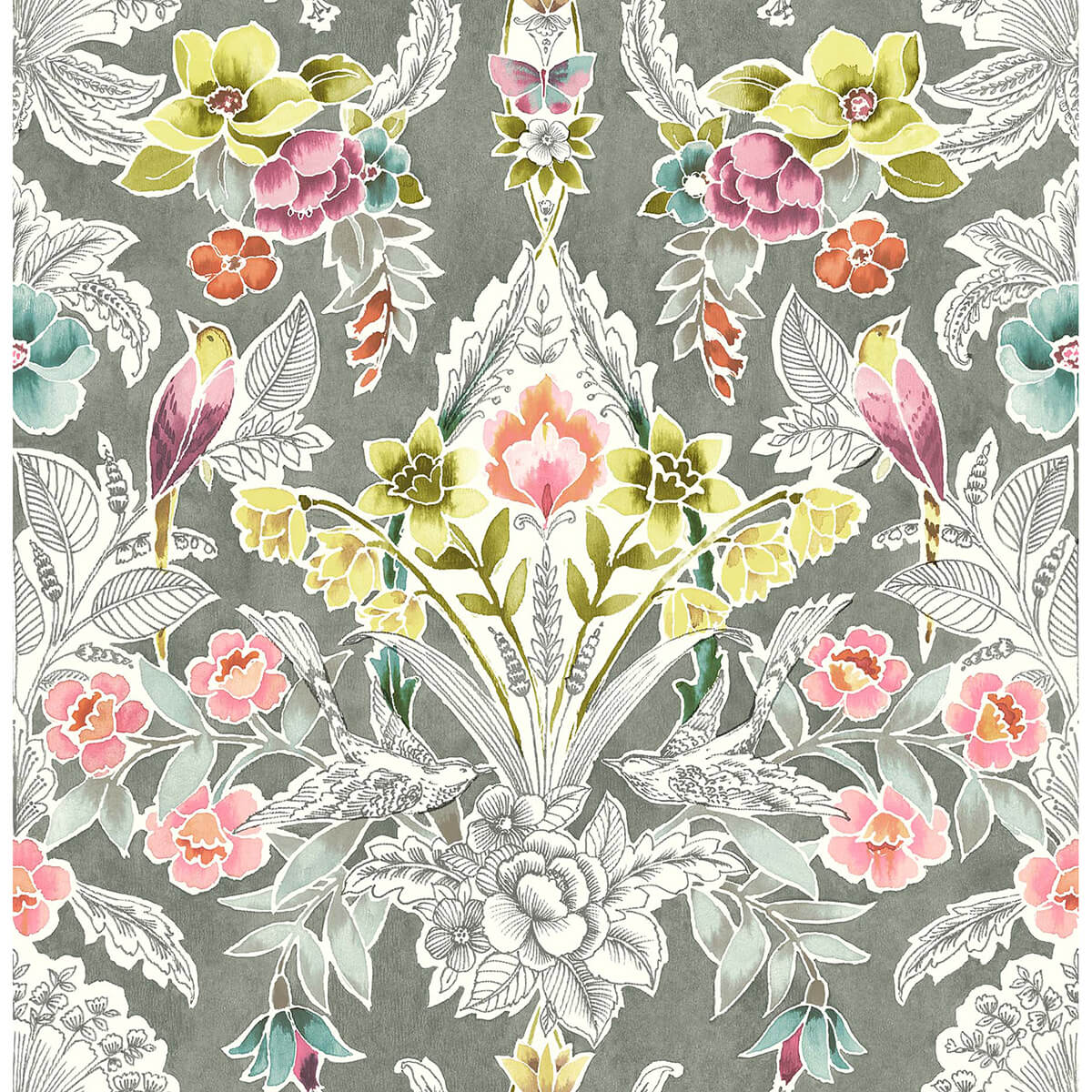 Grey Summer Love Peel & Stick Wallpaper - York Wallcoverings - NUS4050 - York Wallcoverings Wallpaper