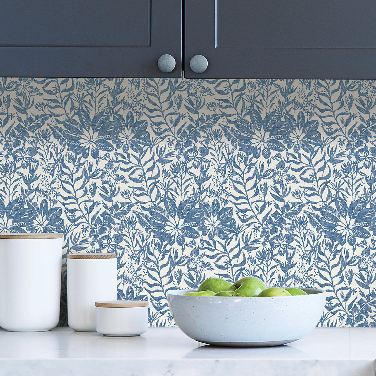 Blue Foliole Peel and Stick Wallpaper  | Brewster Wallcovering - The WorkRm