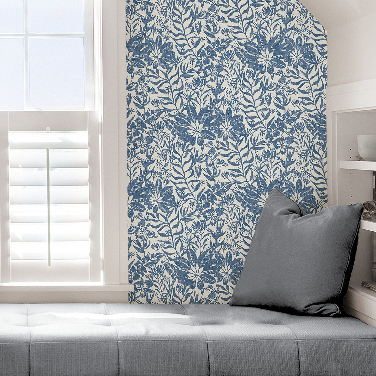 Blue Foliole Peel and Stick Wallpaper  | Brewster Wallcovering - The WorkRm