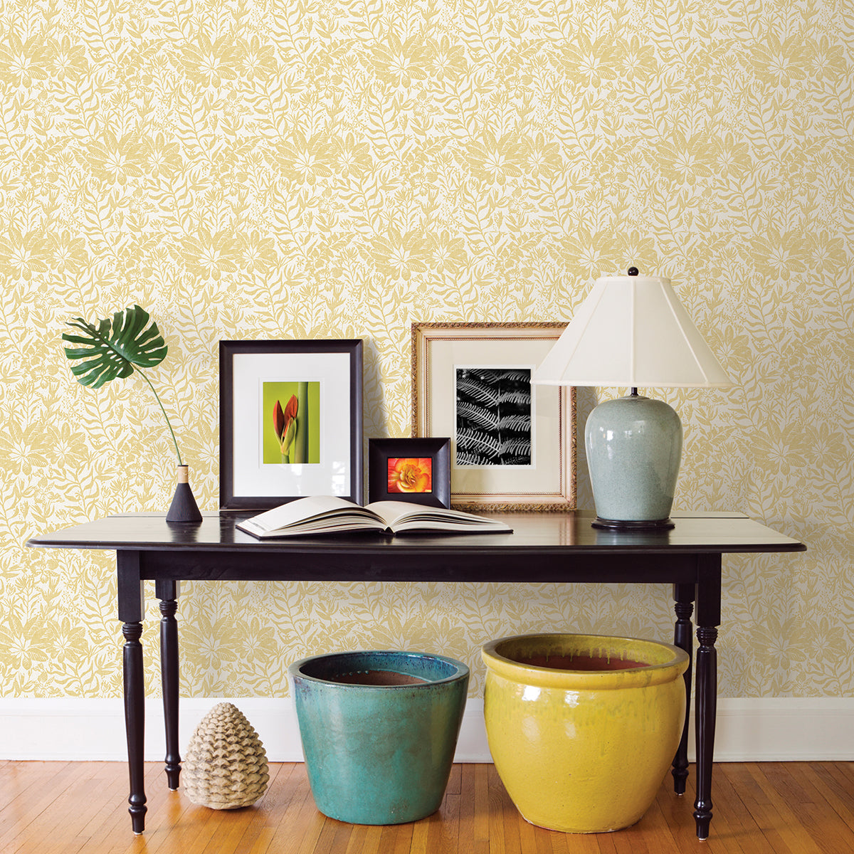 Yellow Foliole Peel and Stick Wallpaper - Brewster Wallcovering