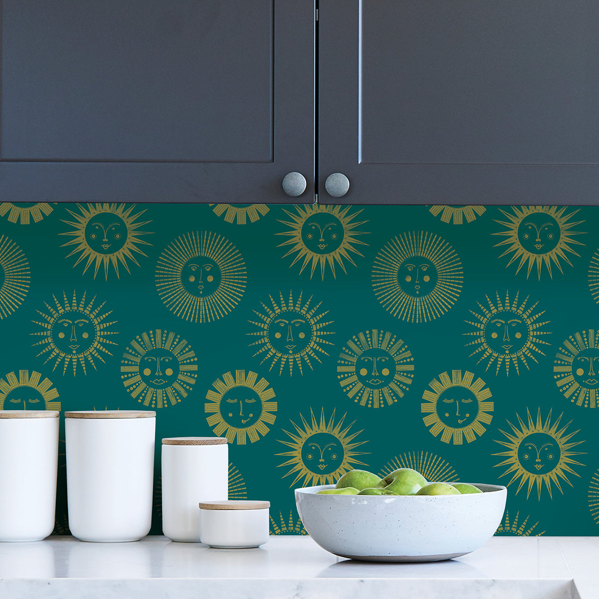 Teal Konark Peel and Stick Wallpaper  | Brewster Wallcovering - The WorkRm