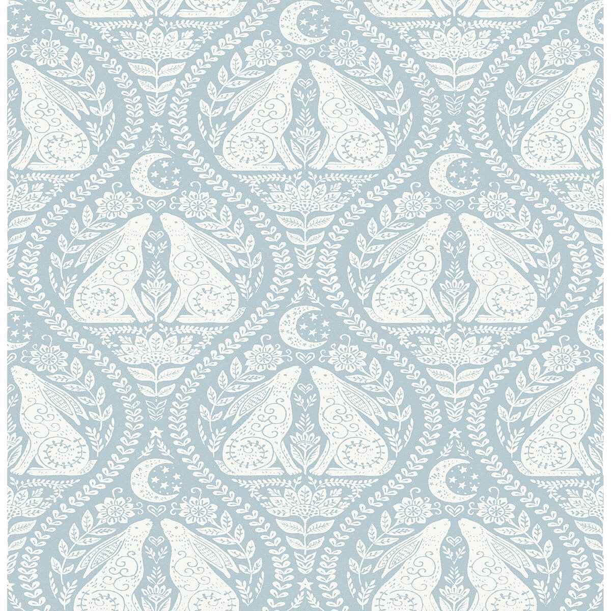 Blue Moon Rabbit Peel & Stick Wallpaper - York Wallcoverings - NUS4011