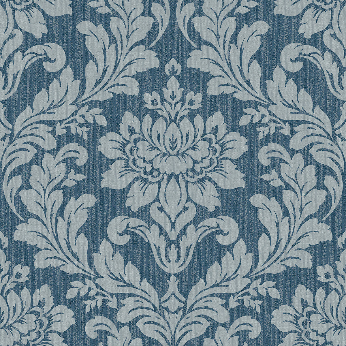 Galois Blue Damask Wallpaper - Brewster Wallcovering