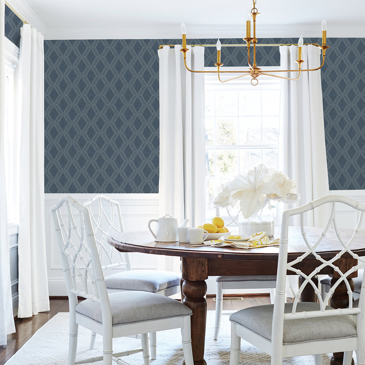 Picture of Mersenne Indigo Geometric Wallpaper