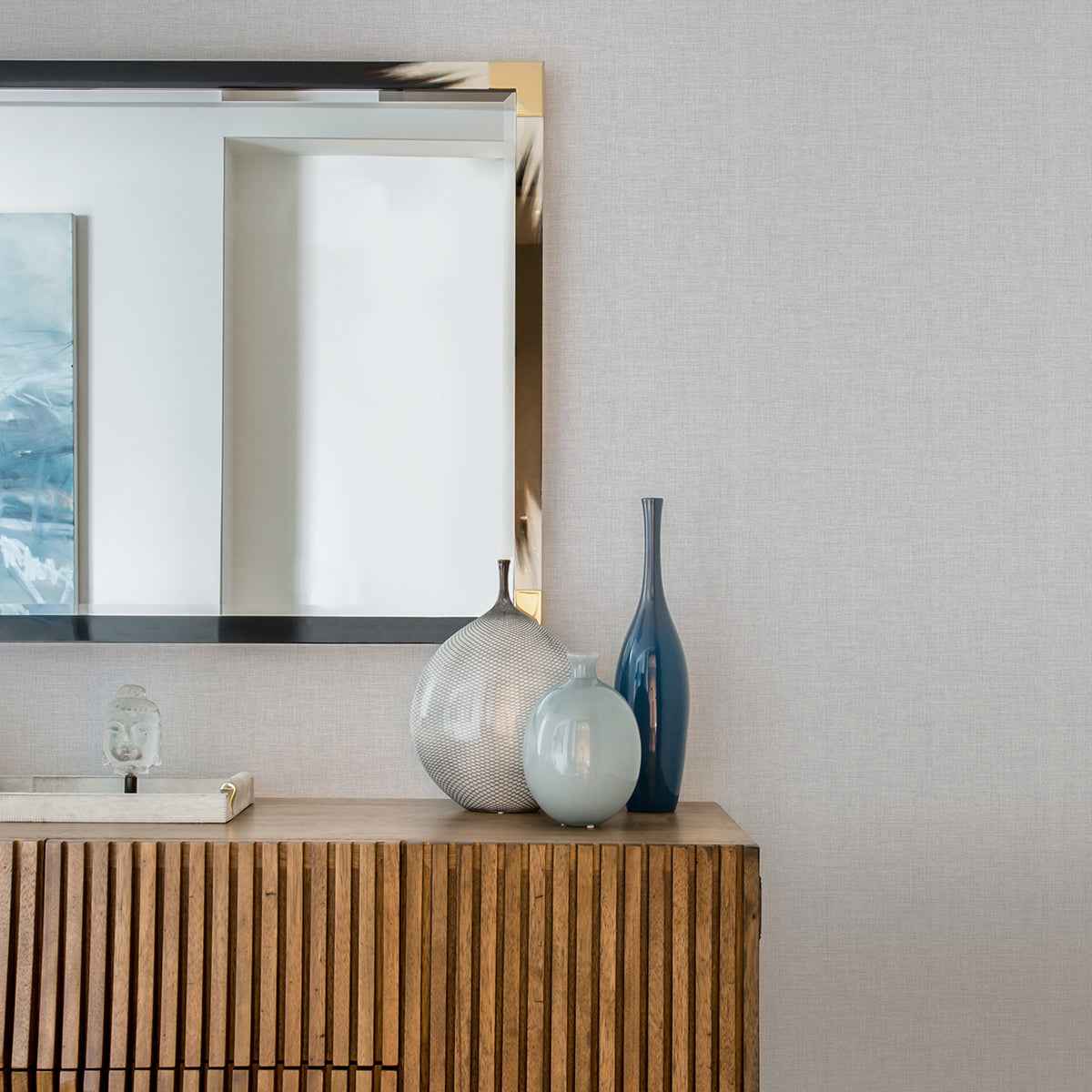 Wallis Grey Faux Linen Wallpaper - York Wallcoverings - 4025-82546 - York Wallcoverings Wallpaper