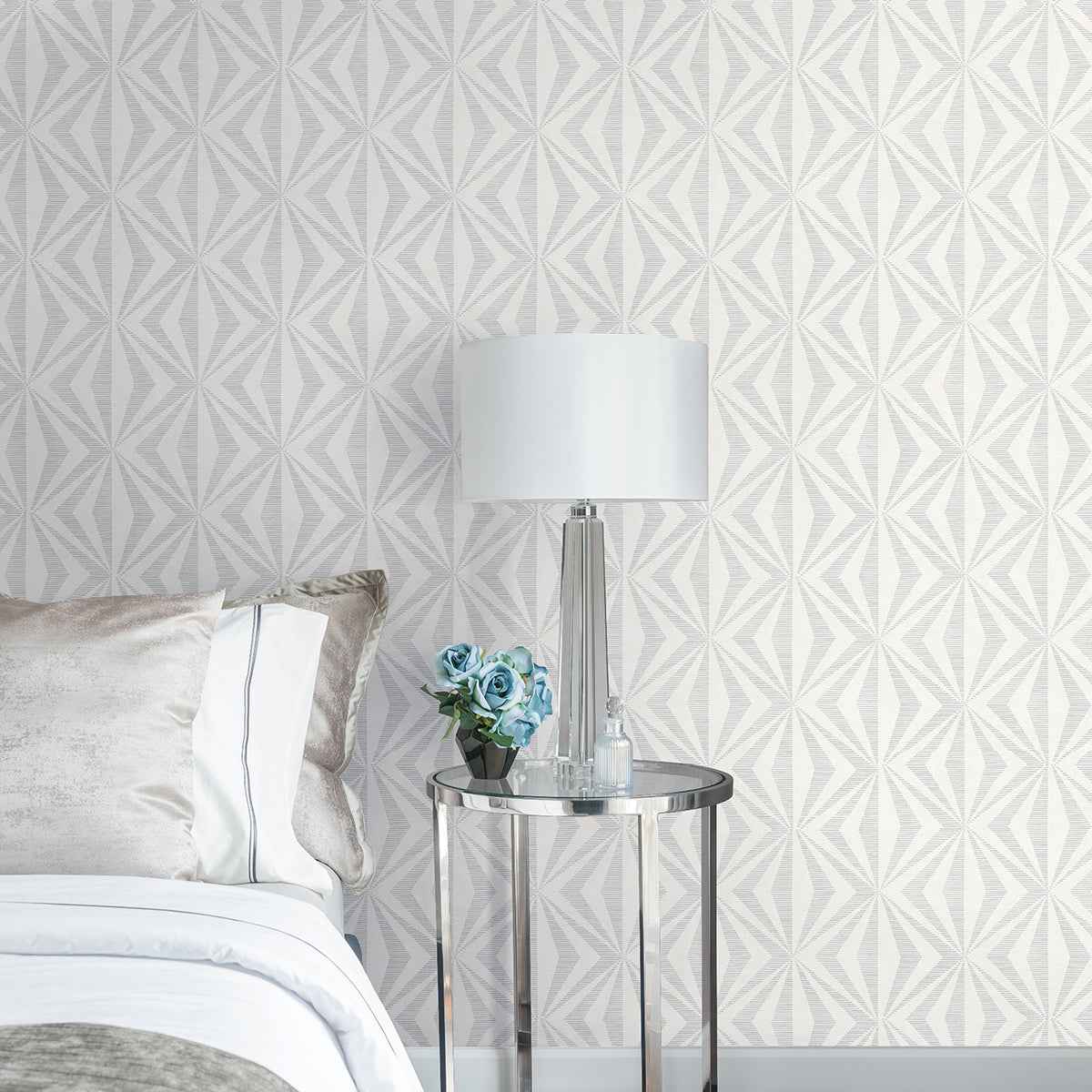Monge Silver Geometric Wallpaper - York Wallcoverings - 4025-82548 - York Wallcoverings Wallpaper