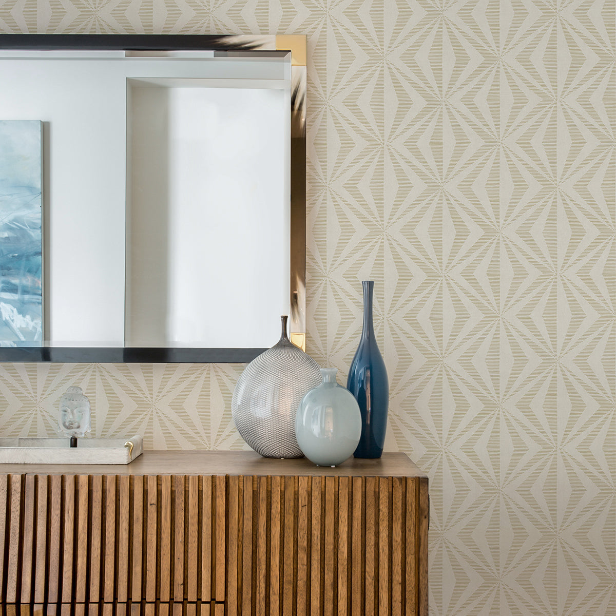 Monge Gold Geometric Wallpaper - Brewster Wallcovering