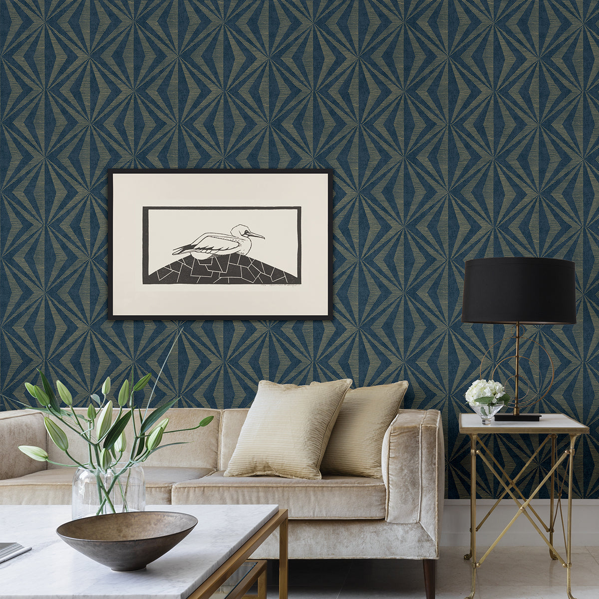 Picture of Monge Blue Geometric Wallpaper