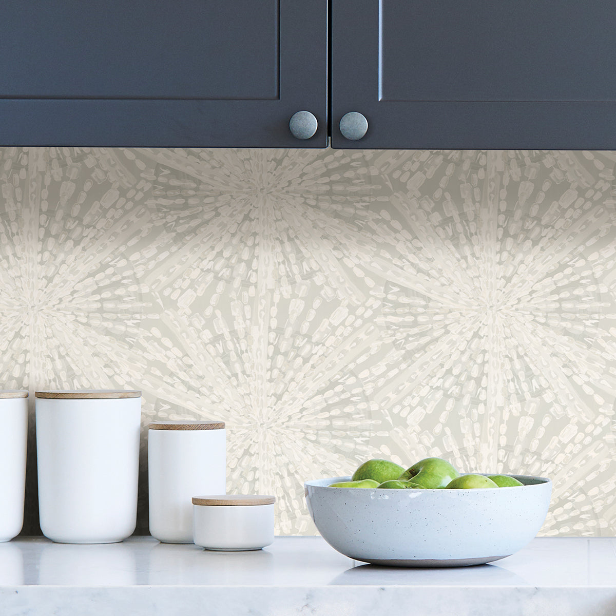 Silver Sunburst Peel and Stick Wallpaper - Brewster Wallcovering