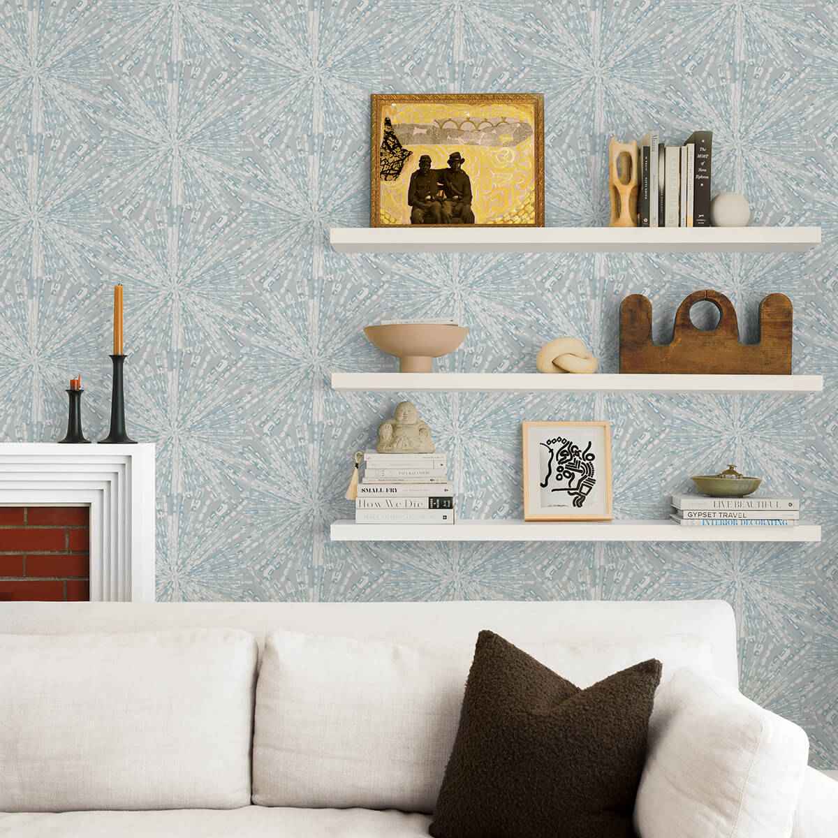 Grey Blue Sunburst Peel and Stick Wallpaper - York Wallcoverings - LLS4118 - York Wallcoverings Wallpaper