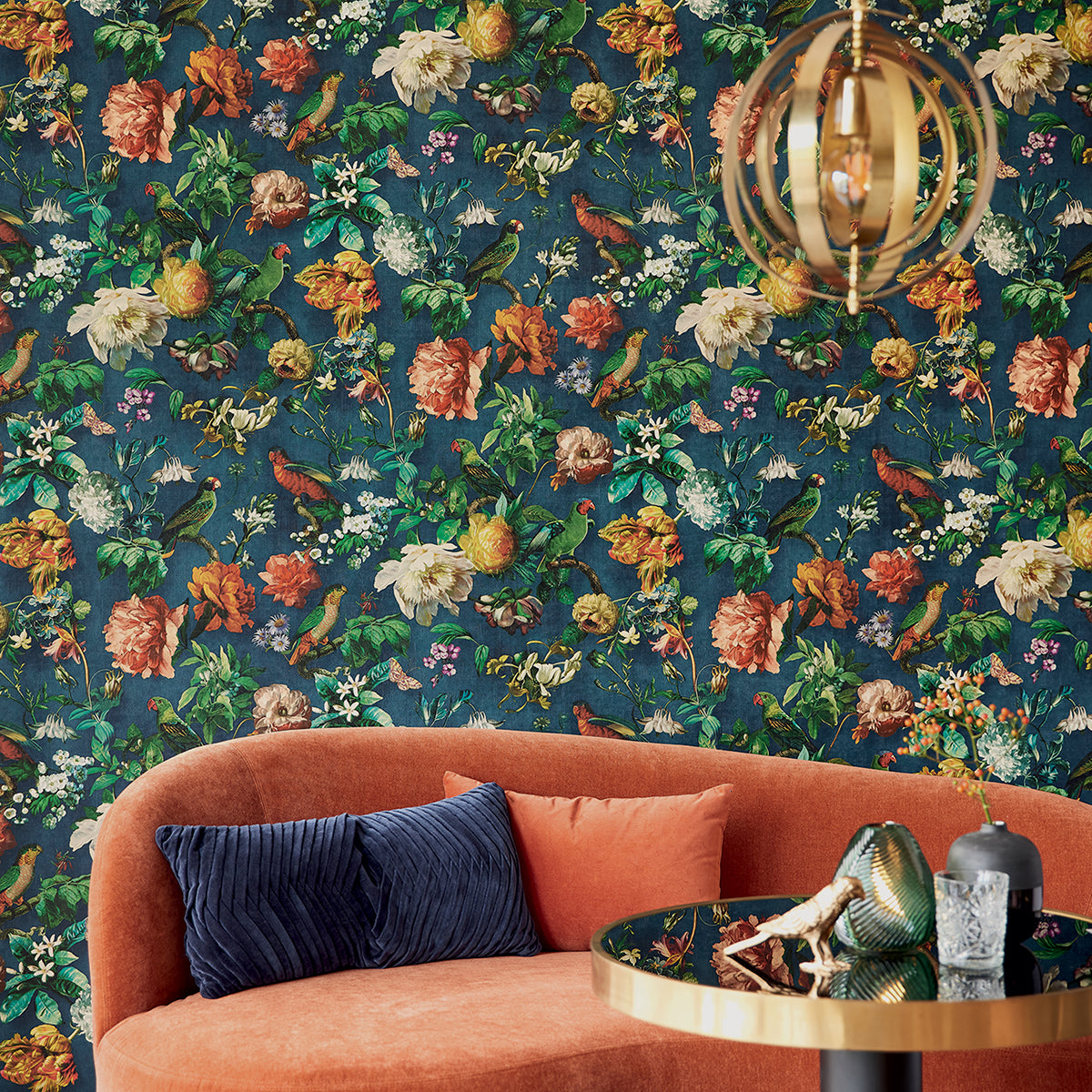 Claude Navy Floral Wallpaper  | Brewster Wallcovering - The WorkRm