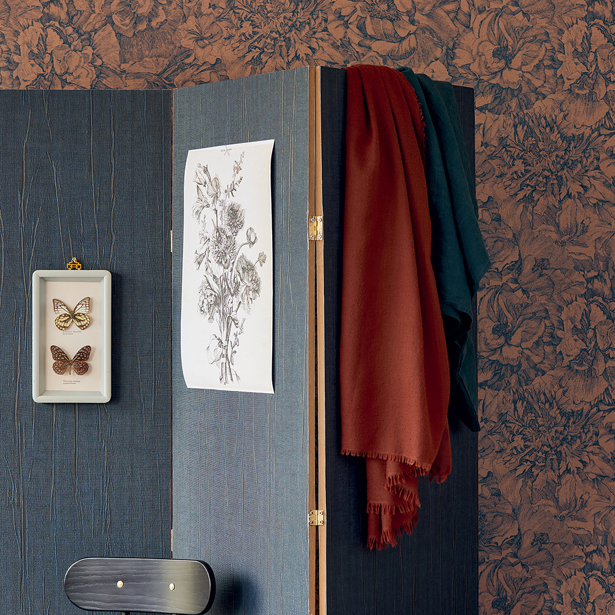 Auguste Copper Floral Wallpaper - Brewster Wallcovering